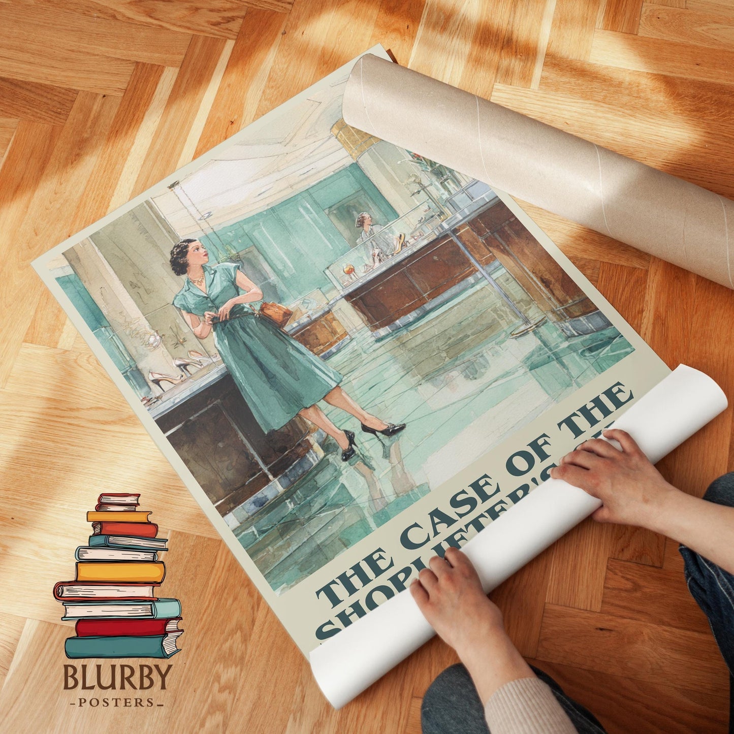 The Case of the Shoplifter's Shoe book poster packaging – museum-quality print rolled in protective tube