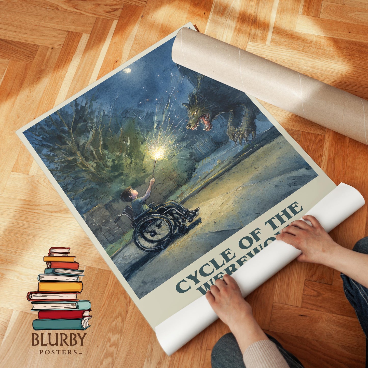 Cycle of the Werewolf book cover poster paired in gallery wall – literary art prints