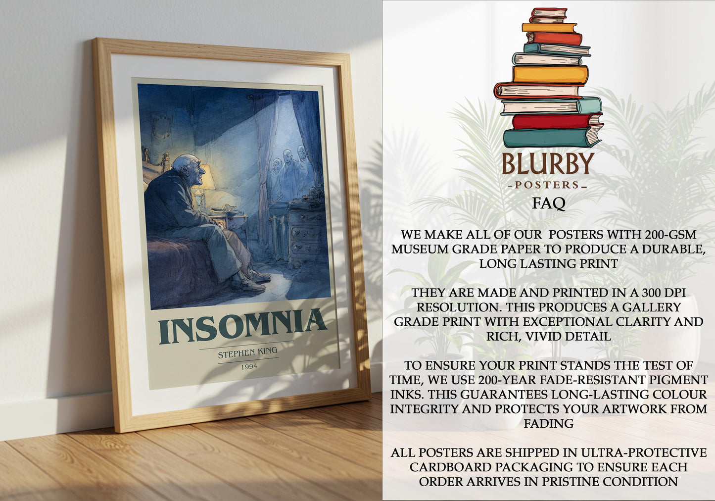 Insomnia by Stephen King | Book Poster | Literary Art Gift For Book Lover | Novel Inspired Wall Art | Free Delivery