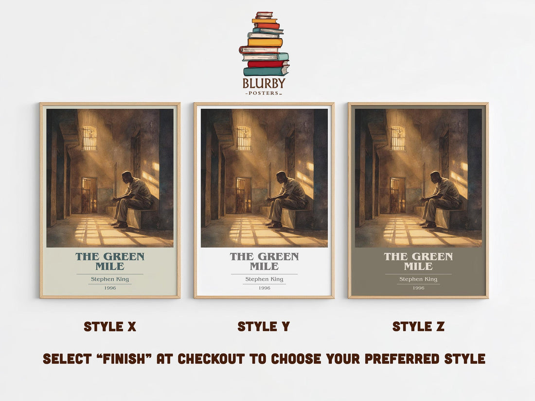 The Green Mile book cover print in frame leaning in hallway – horror wall art (mockup)