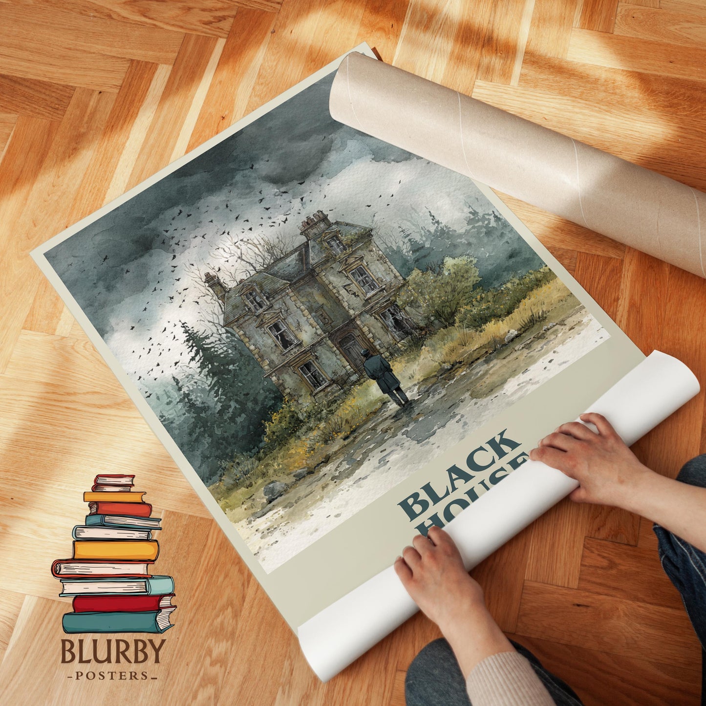 Black House book poster packaging – museum-quality print rolled in protective tube