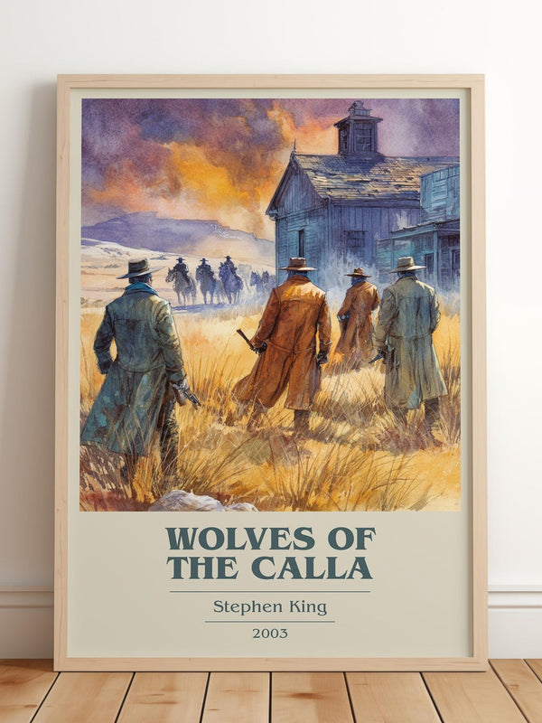 Wolves of the Calla book cover print in frame leaning in hallway – fantasy wall art
