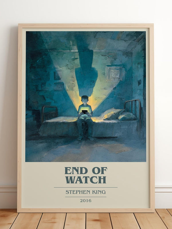End of Watch book cover print in frame leaning in hallway – horror wall art