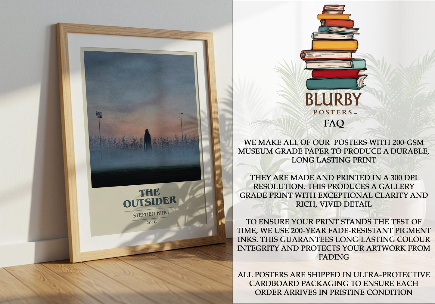 The Outsider by Stephen King | Book Poster | Literary Art Gift For Book Lover | Novel Inspired Wall Art | Free Delivery