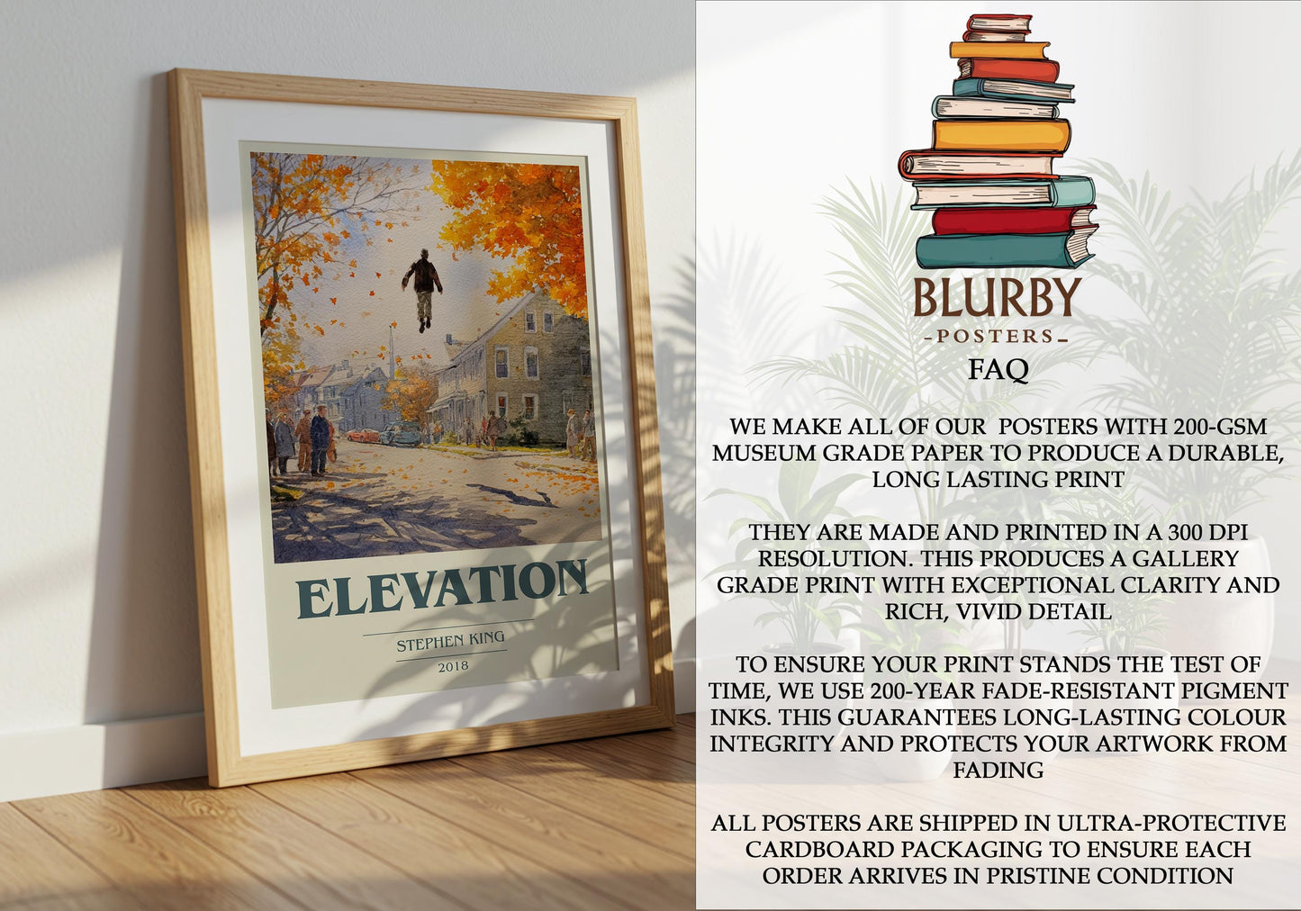 Elevation by Stephen King | Book Poster | Literary Art Gift For Book Lover | Novel Inspired Wall Art | Free Delivery