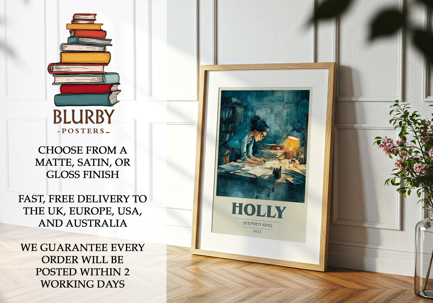 Holly book poster packaging – museum-quality print rolled in protective tube