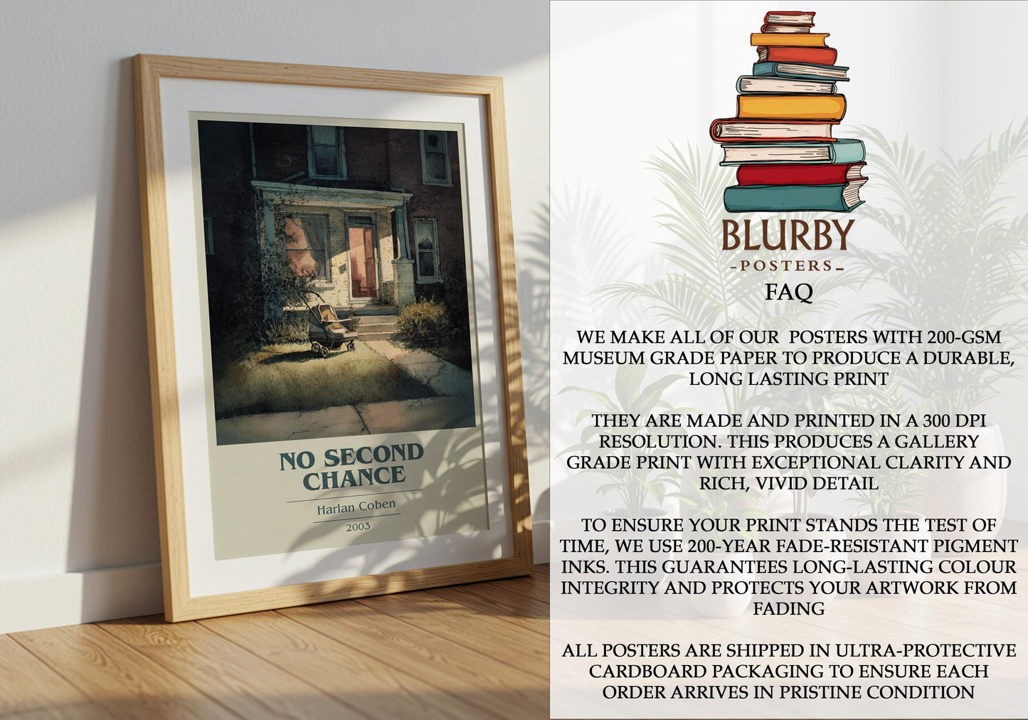 No Second Chance by Harlan Coben | Book Poster | Literary Art Gift For Book Lover | Novel Inspired Wall Art | Free Delivery