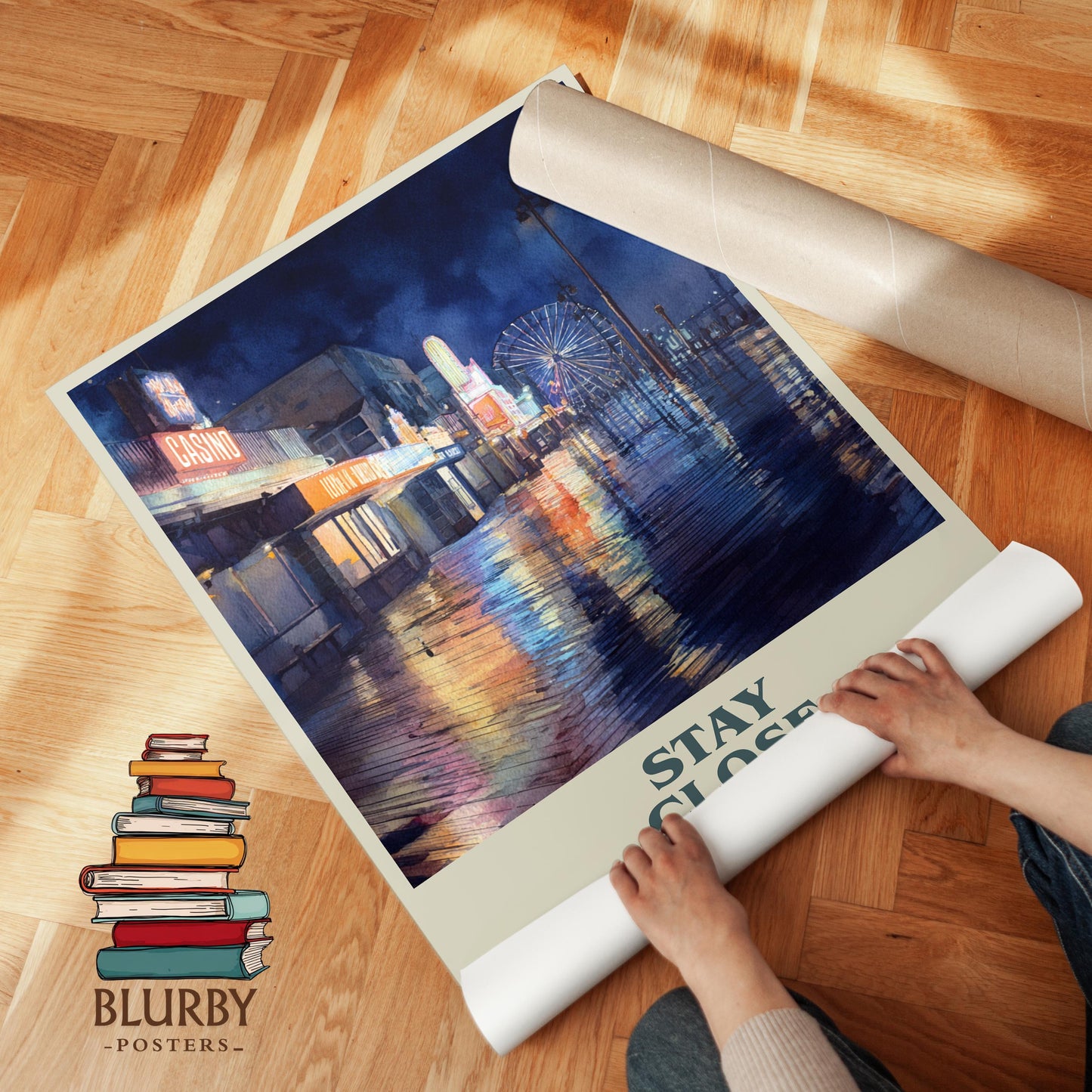 Stay Close book poster packaging – museum-quality print rolled in protective tube