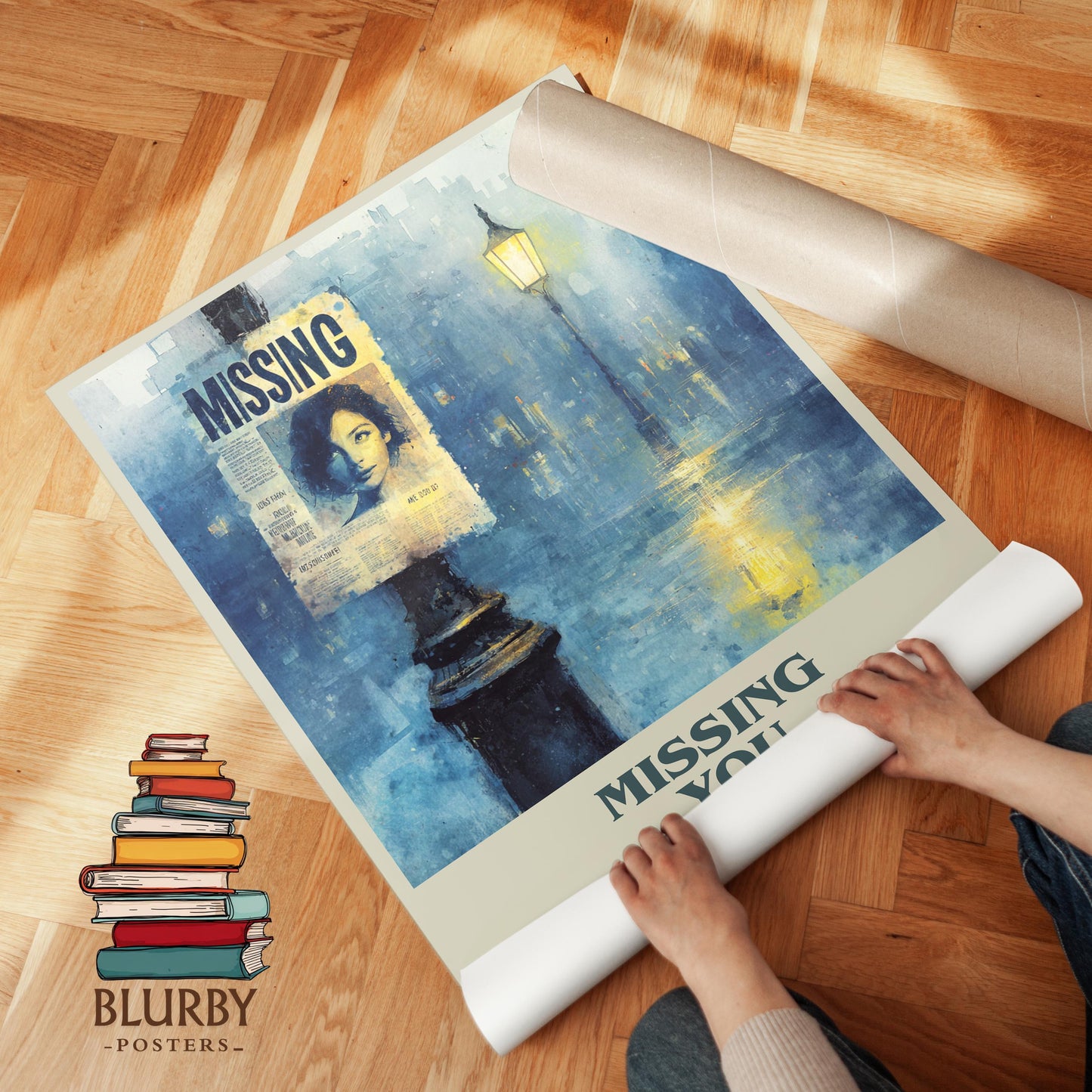 Missing You book poster packaging – museum-quality print rolled in protective tube