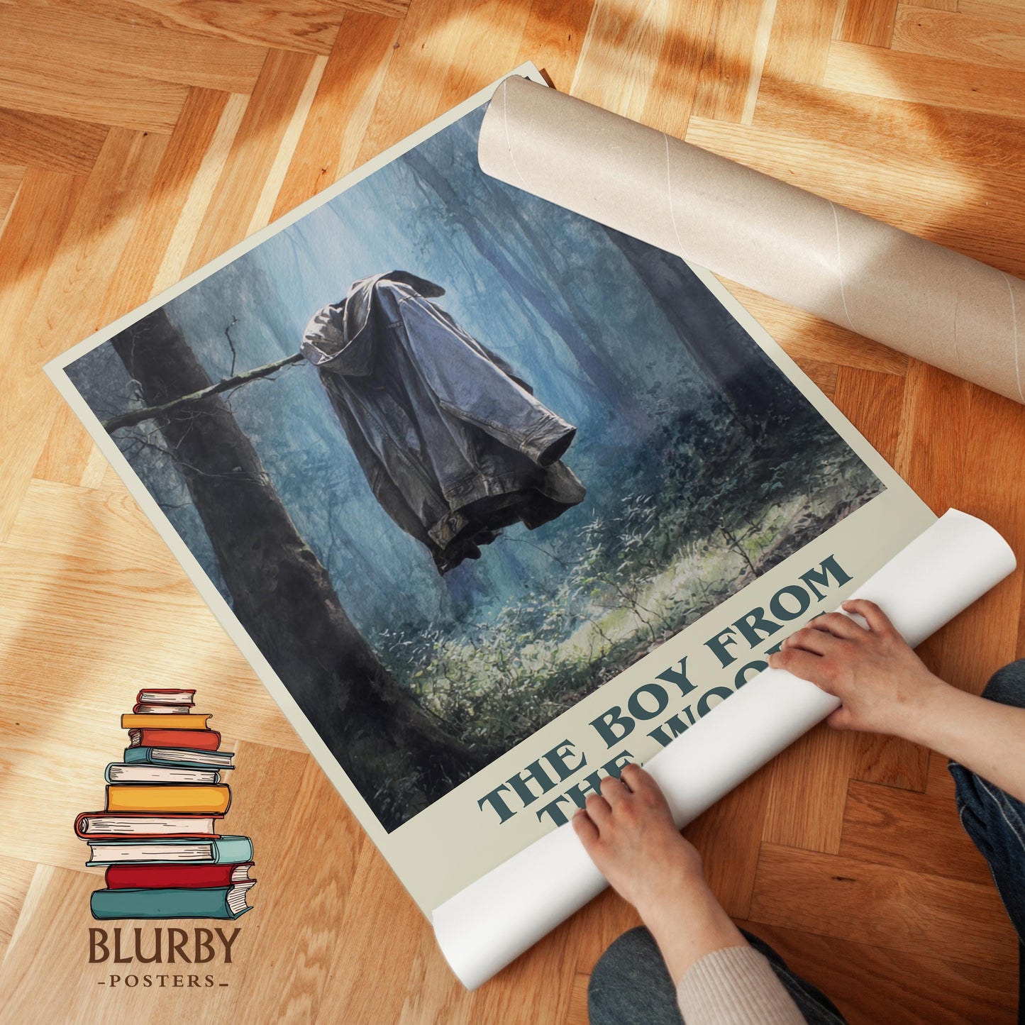 The Boy from the Woods book poster packaging – museum-quality print rolled in protective tube