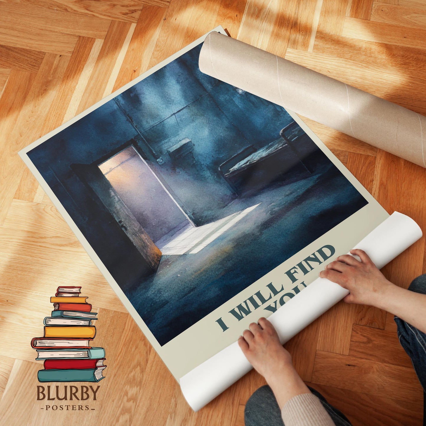 I Will Find You book poster packaging – museum-quality print rolled in protective tube