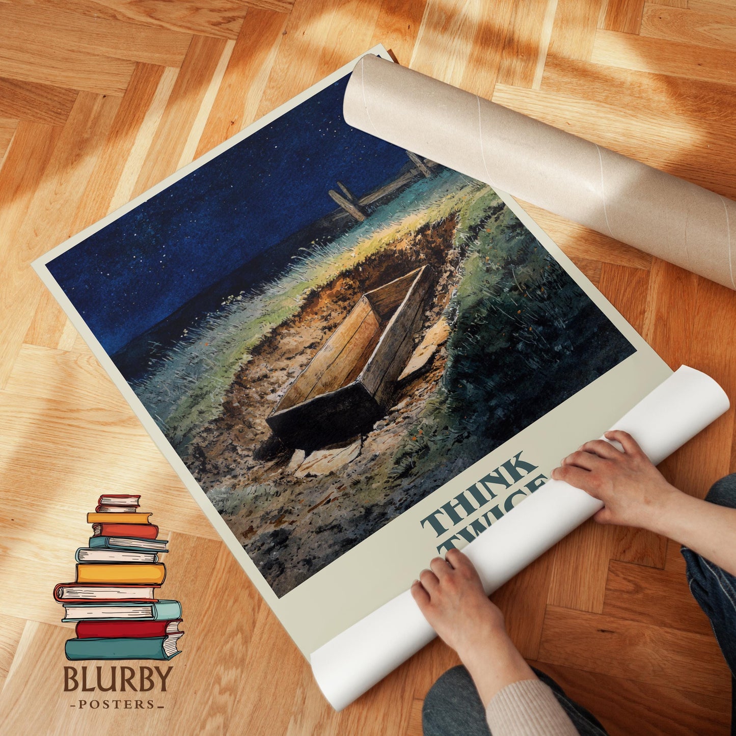 Think Twice book cover poster paired in gallery wall – literary art prints