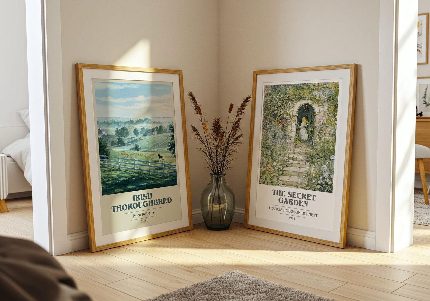 Irish Thoroughbred book cover poster paired in gallery wall – literary art prints