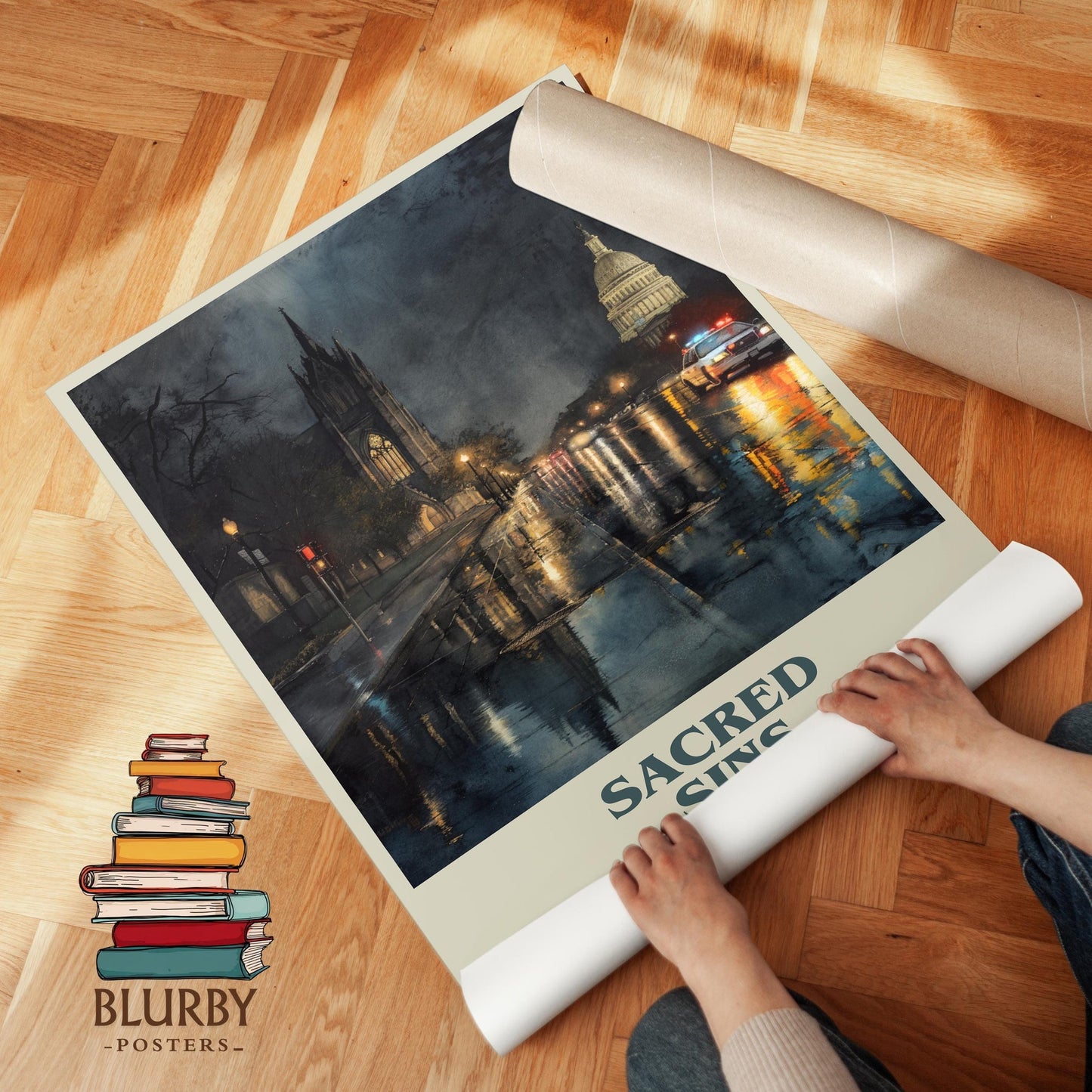Sacred Sins book poster packaging – museum-quality print rolled in protective tube