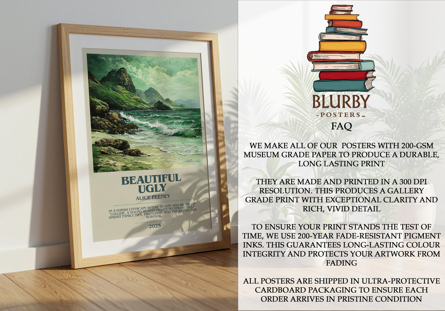 Beautiful Ugly by Alice Feeney | Descriptive Modern Book Art | Poster