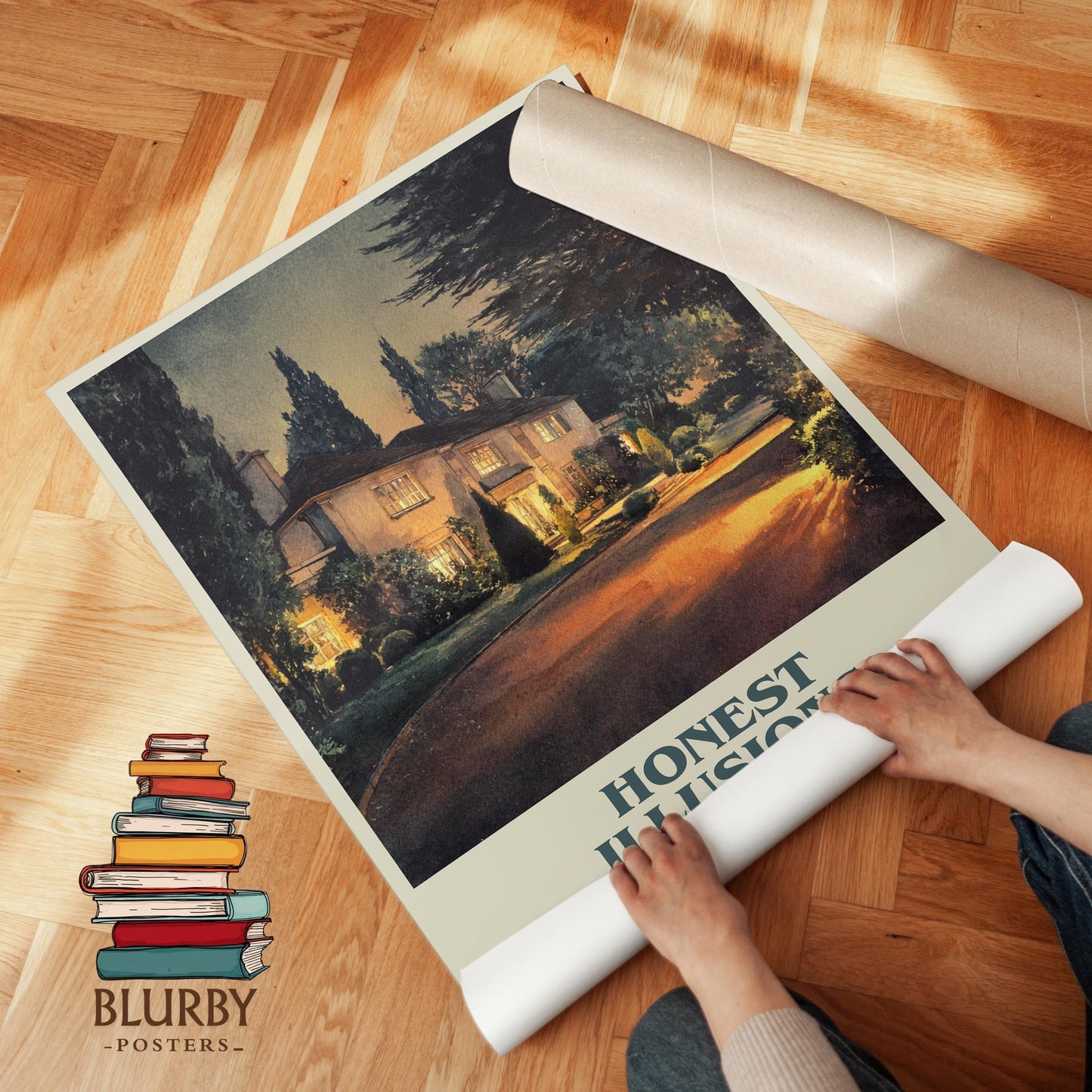 Honest Illusions book cover poster paired in gallery wall – literary art prints