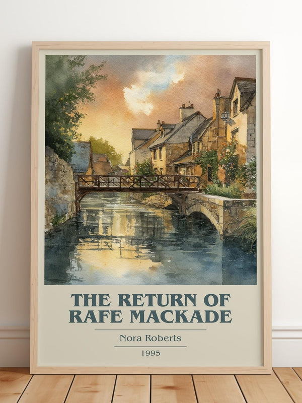 The Return of Rafe MacKade book cover print in frame leaning in hallway – romance wall art