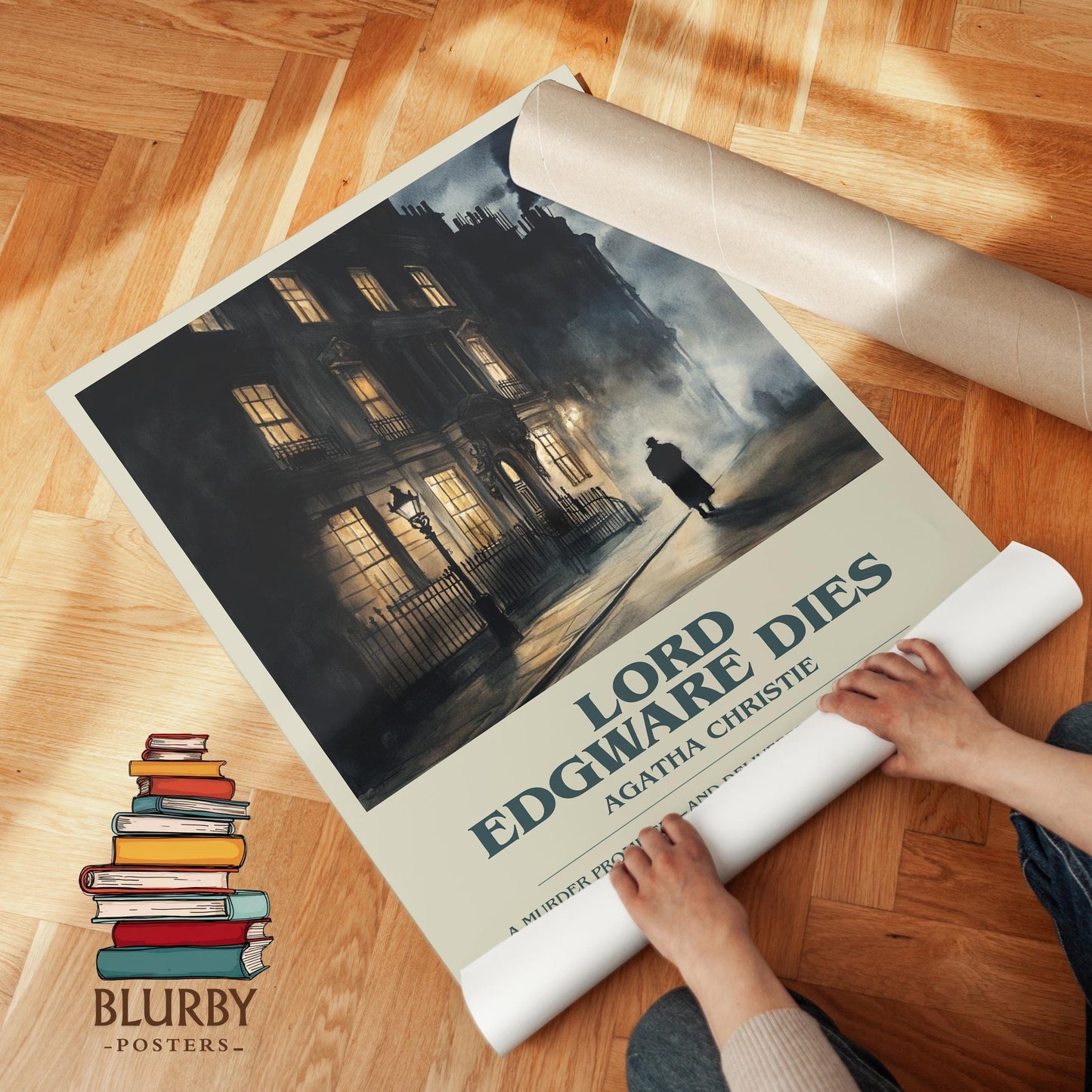 Lord Edgware Dies book poster packaging – museum-quality print rolled in protective tube