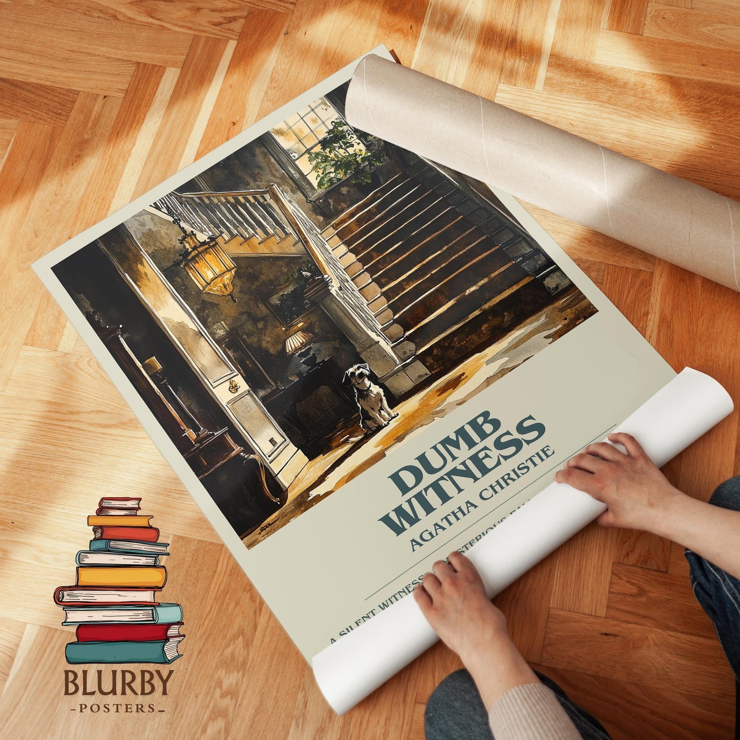 Dumb Witness book poster packaging – museum-quality print rolled in protective tube
