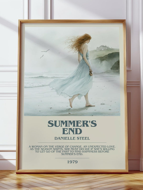 Summer's End bookish print in frame leaning in hallway – romance wall art