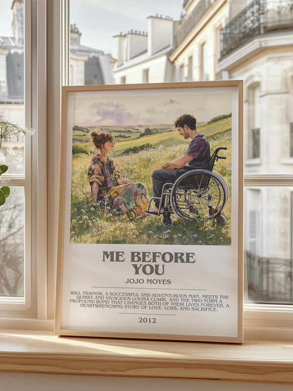 Me Before You bookish print framed by window – literary home decor
