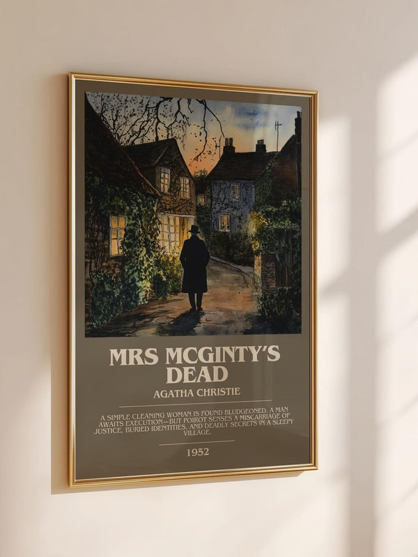 Mrs McGinty's Dead bookish book poster framed on wall – mystery wall art