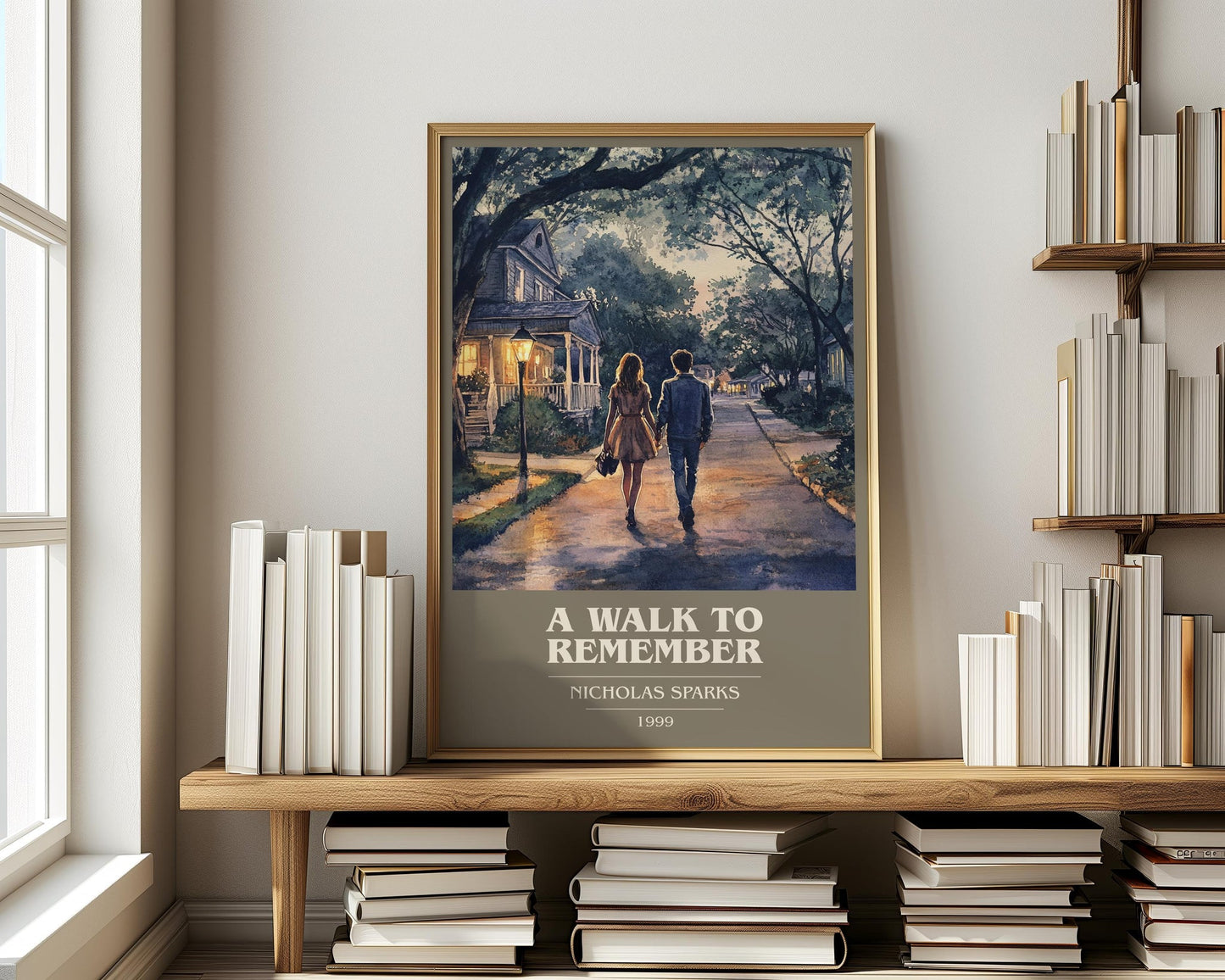 A Walk to Remember book cover print on bookshelf – Nicholas Sparks fan gift