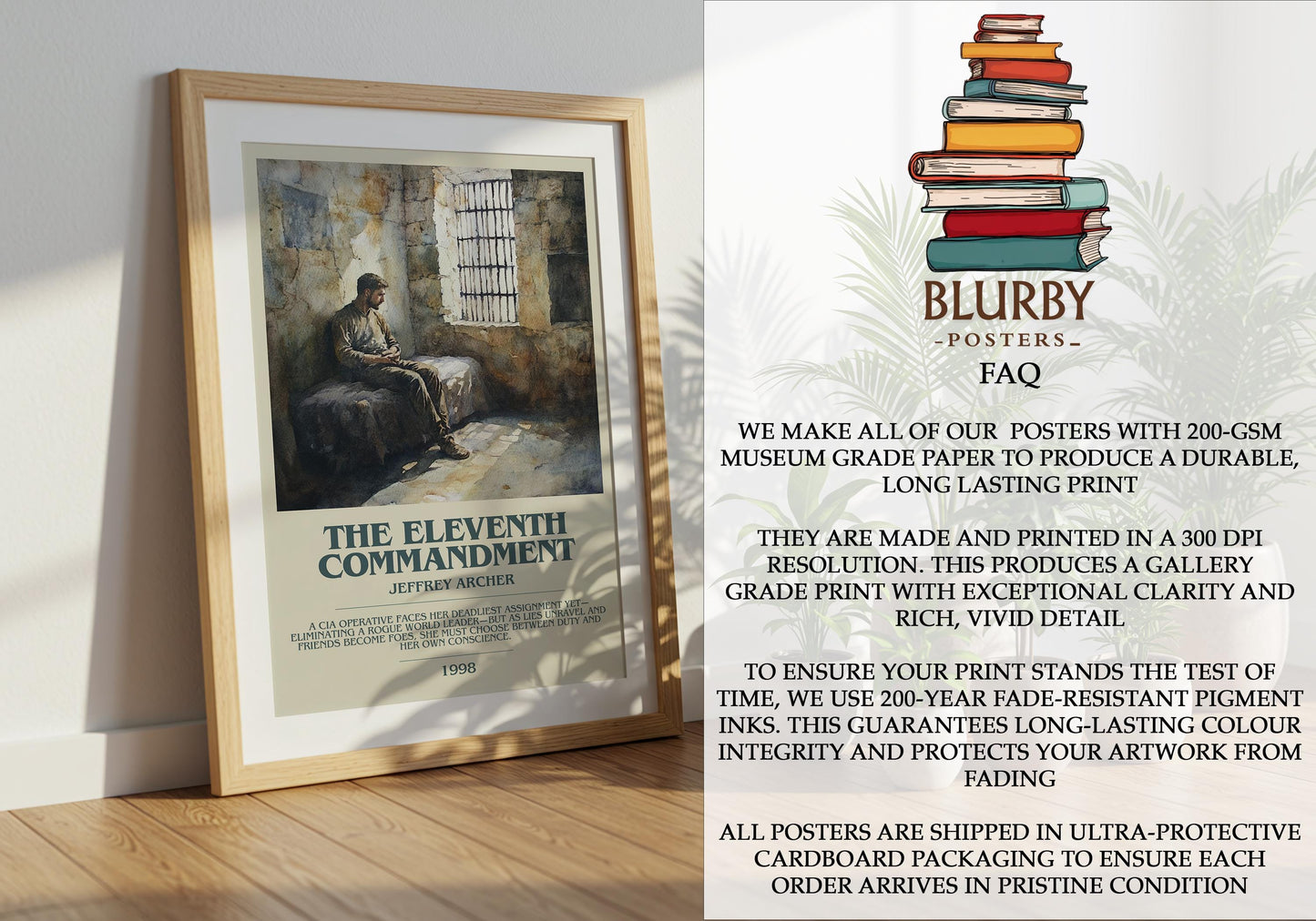 The Eleventh Commandment by Jeffrey Archer | Descriptive Modern Book Art | Poster