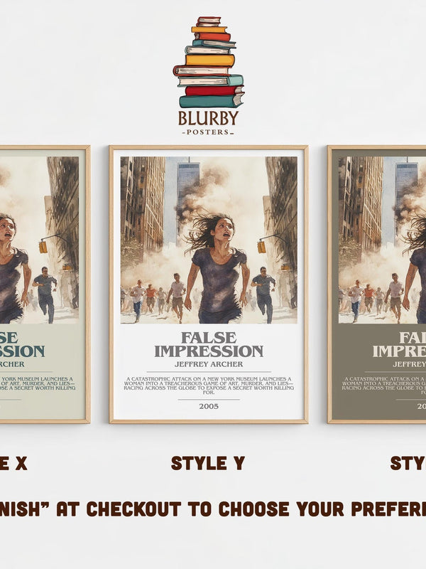 False Impression bookish poster colour and style options – Jeffrey Archer book art