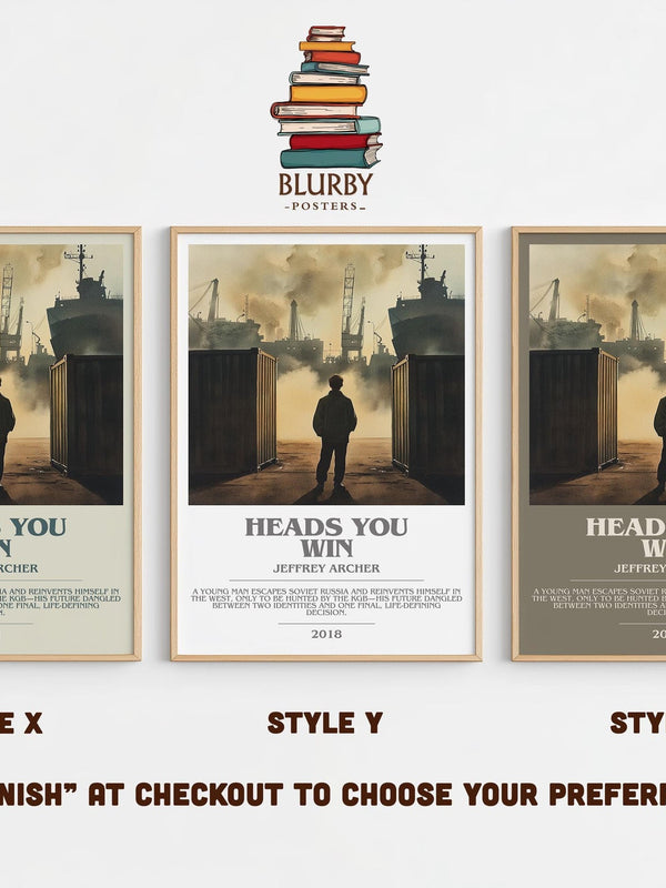Heads You Win bookish poster colour and style options – Jeffrey Archer book art