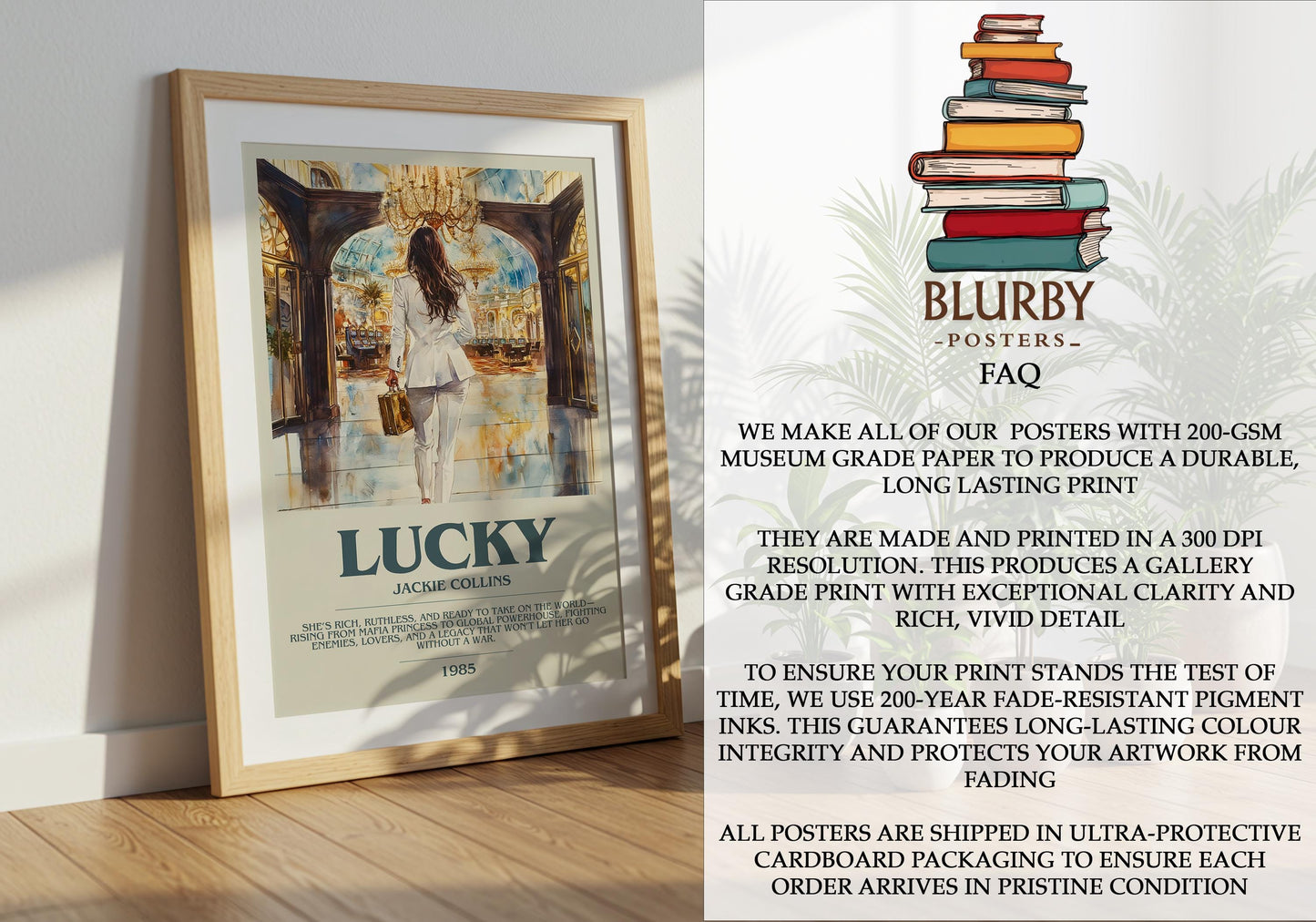 Lucky by Jackie Collins | Descriptive Modern Book Art | Poster