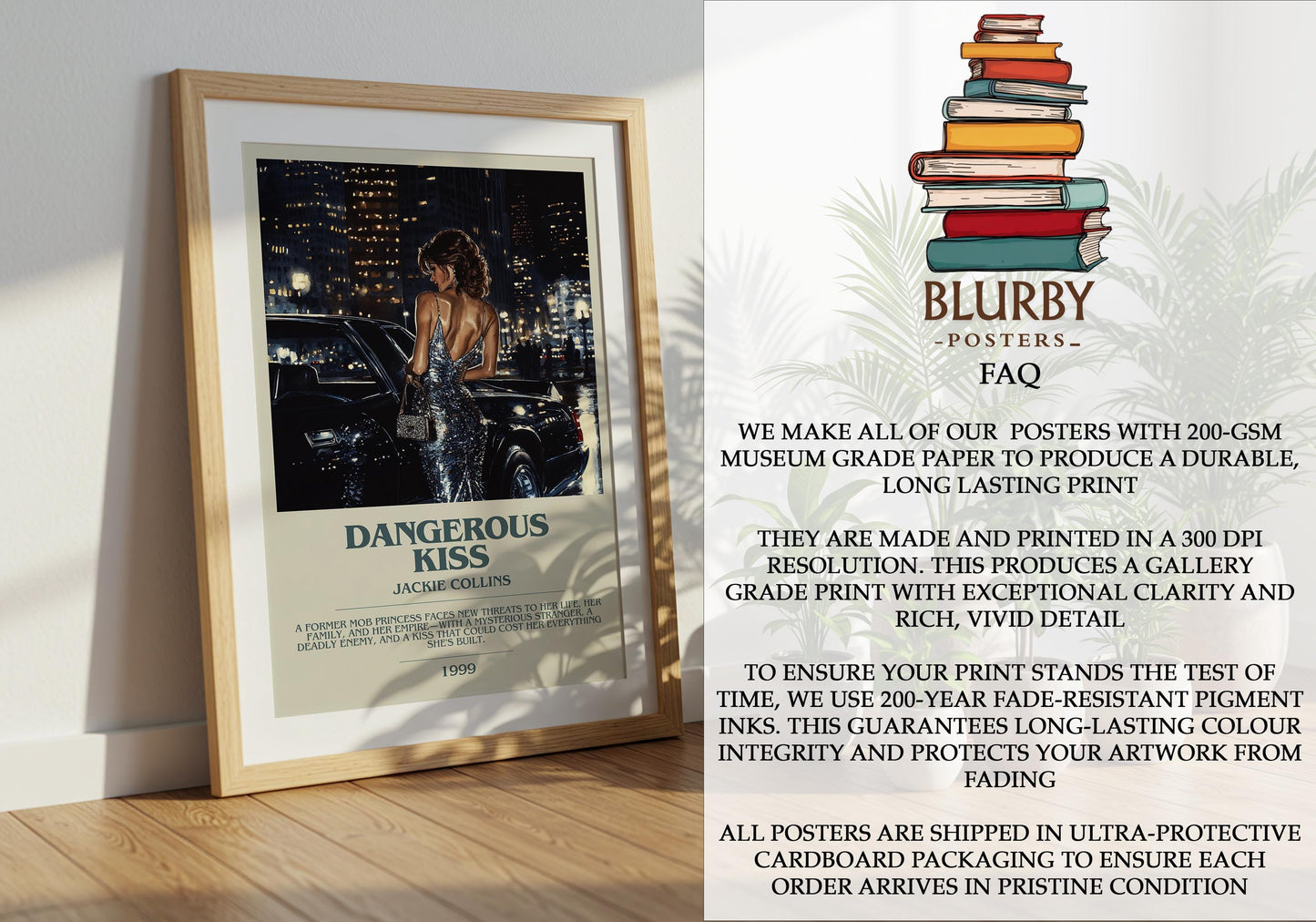 Dangerous Kiss by Jackie Collins | Descriptive Modern Book Art | Poster