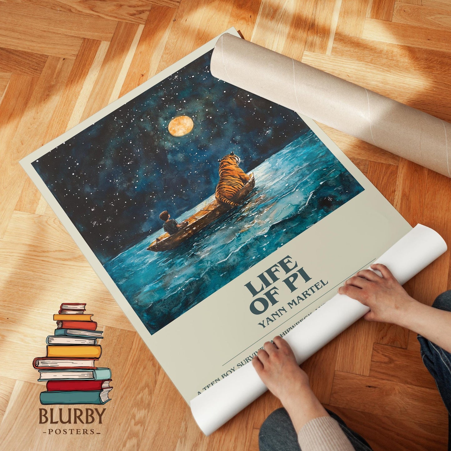 Life of Pi book poster packaging – museum-quality print rolled in protective tube