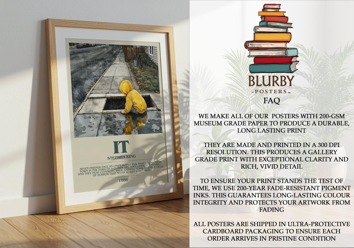 IT by Stephen King | Descriptive Modern Book Art | Poster