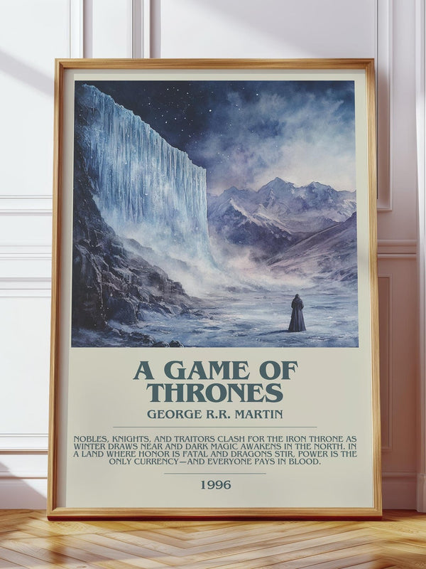 A Game Of Thrones bookish print in frame leaning in hallway – fantasy wall art