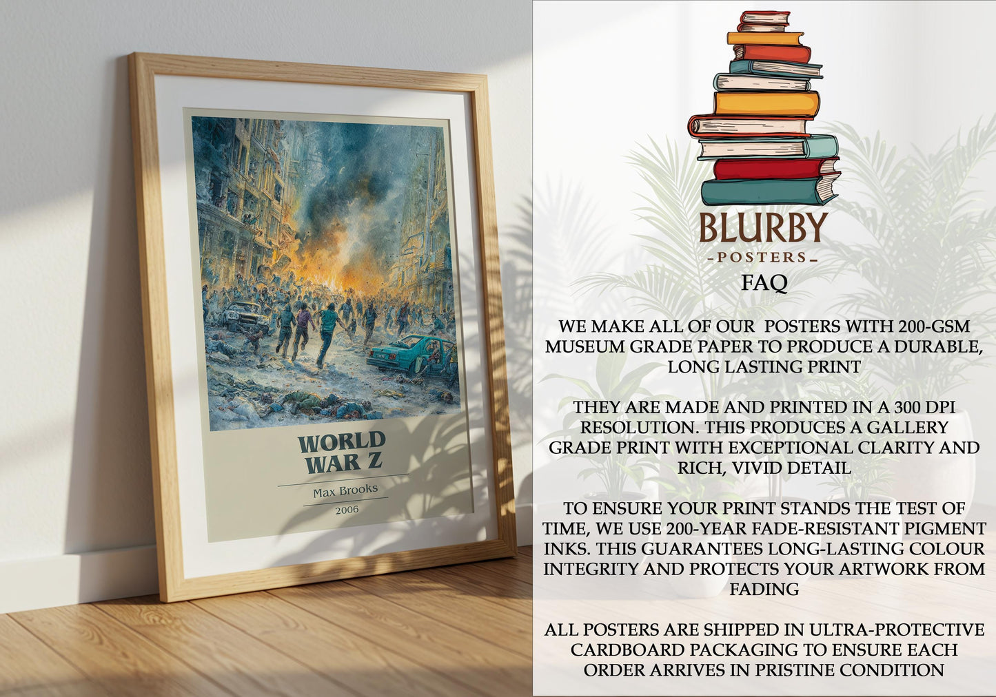 World War Z by Max Brooks | Book Poster | Literary Art Gift For Book Lover | Novel Inspired Wall Art