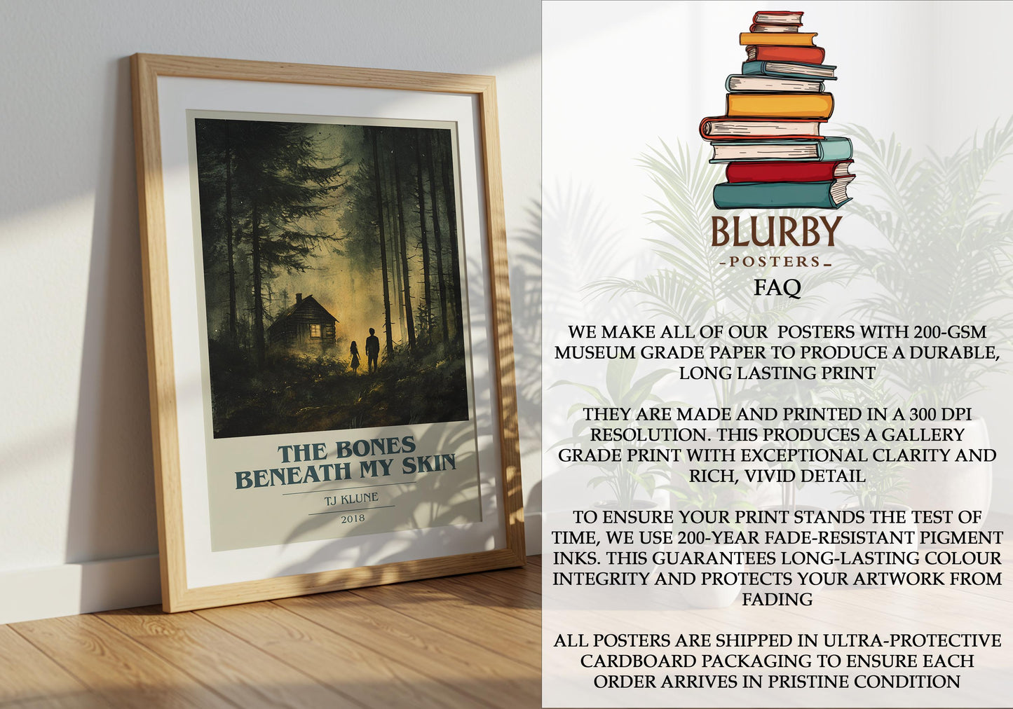 The Bones Beneath My Skin by TJ Klune Descriptive Poster Print. Free Delivery Wall Art Author & Blurb Book Artwork Novel