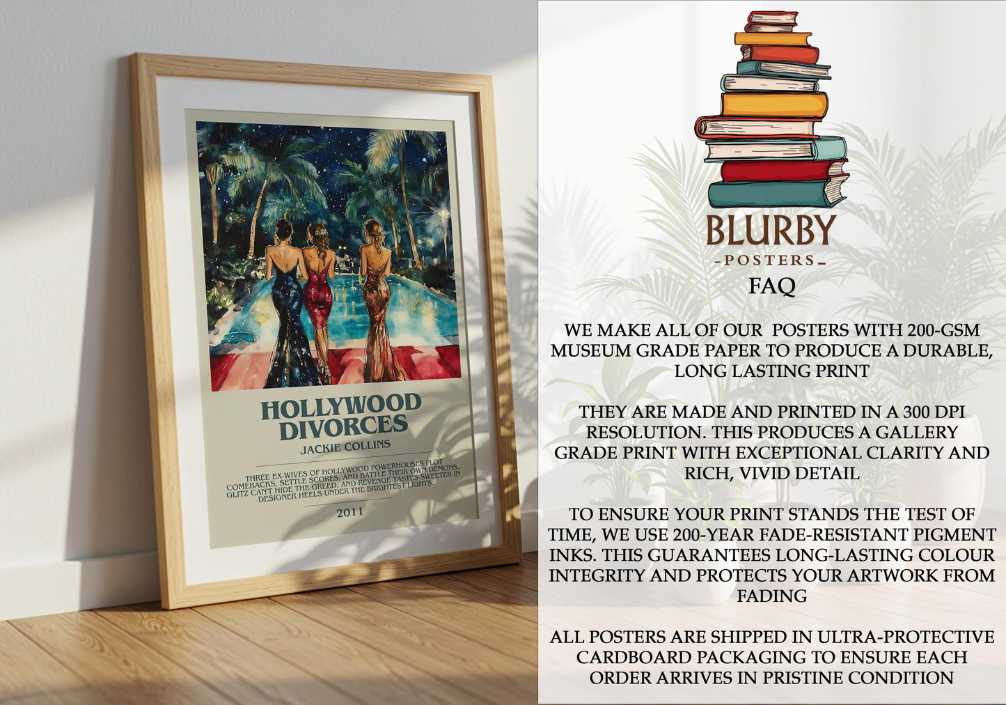 Hollywood Divorces by Jackie Collins | Descriptive Modern Book Art | Poster