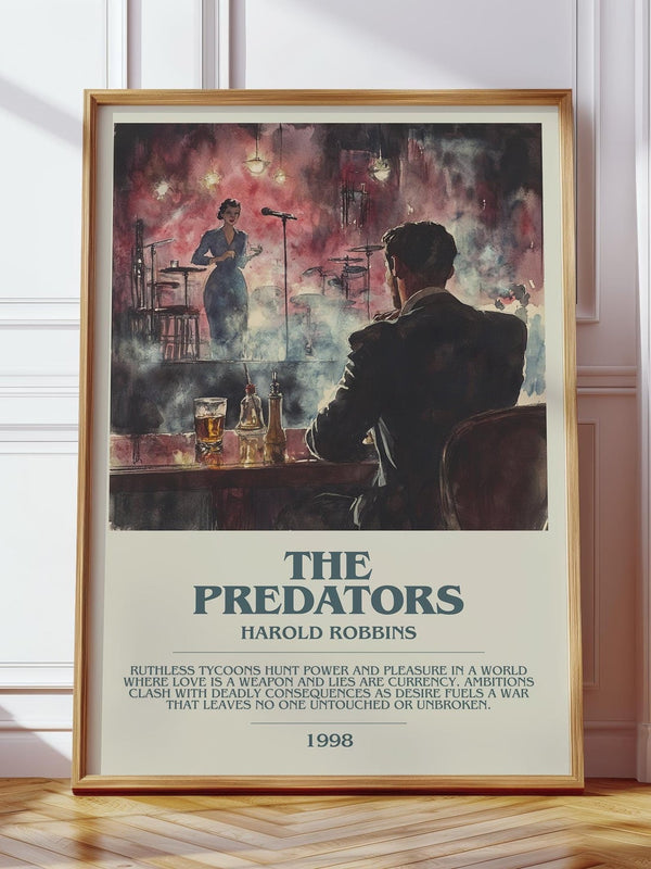 The Predators bookish print in frame leaning in hallway – thriller wall art
