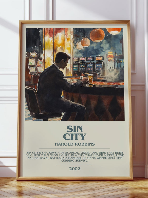 Sin City bookish print in frame leaning in hallway – romance wall art