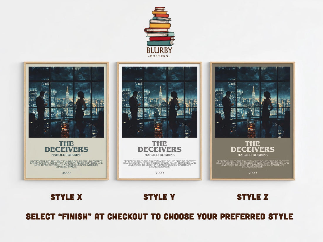The Deceivers bookish poster colour and style options – Harold Robbins book art (mockup)