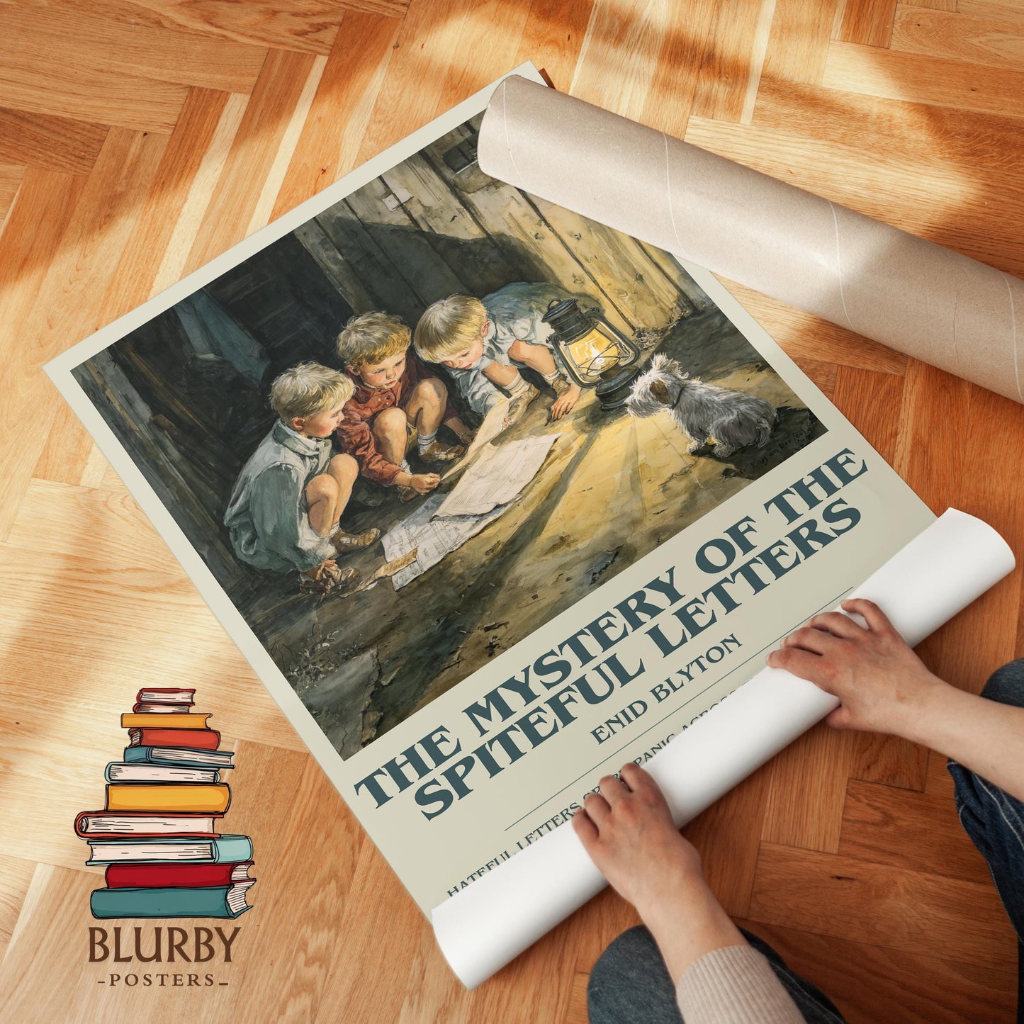 The Mystery Of The Spiteful Letters book poster packaging – museum-quality print rolled in protective tube