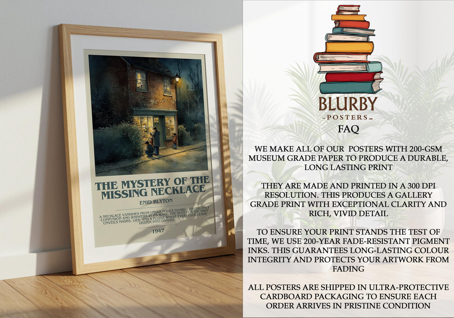 The Mystery Of The Missing Necklace by Enid Blyton | Descriptive Modern Book Art | Poster