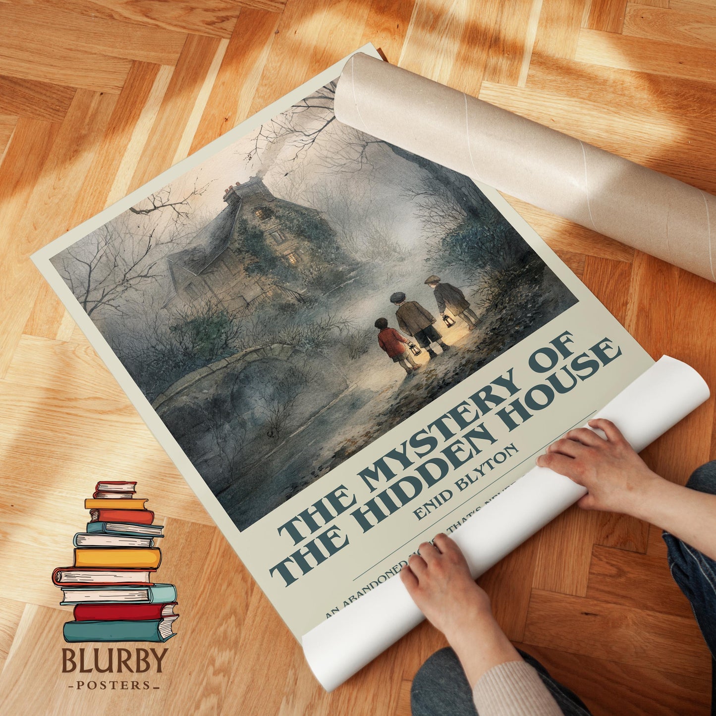 The Mystery Of The Hidden House book poster packaging – museum-quality print rolled in protective tube