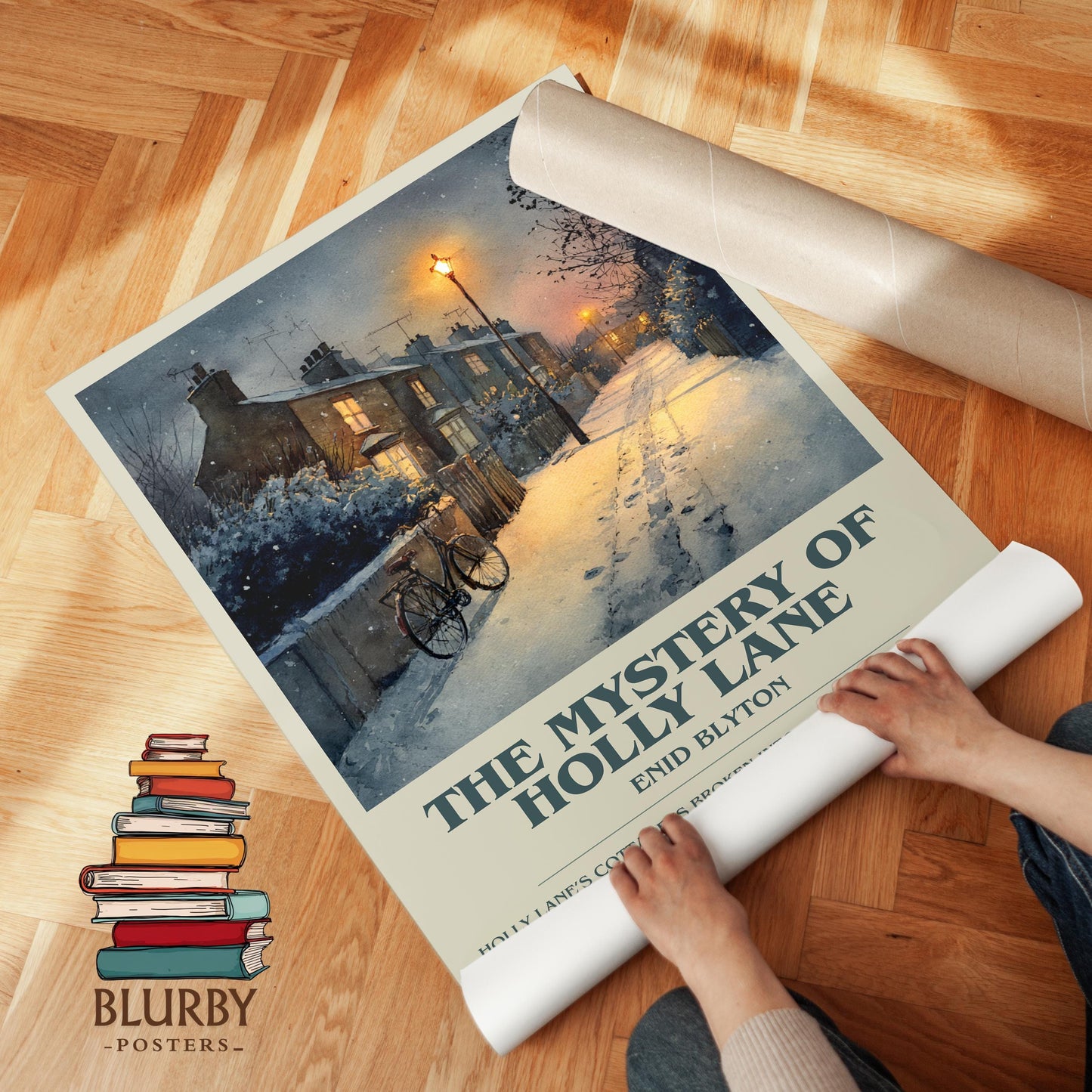 The Mystery of Holly Lane book poster packaging – museum-quality print rolled in protective tube