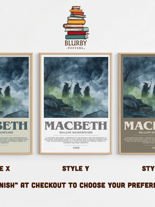 Macbeth bookish poster colour and style options – William Shakespeare book art