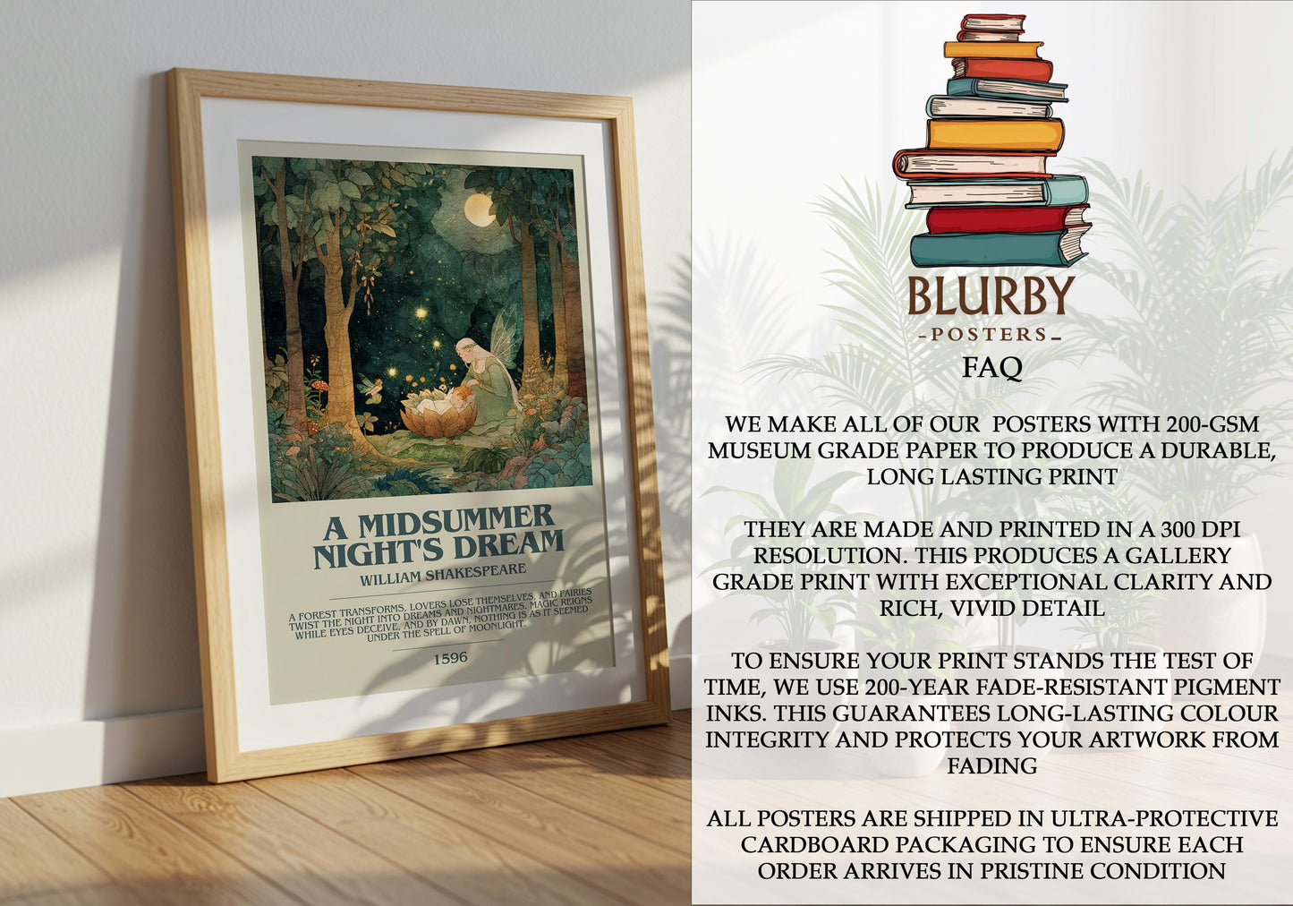 A Midsummer Nights Dream by William Shakespeare | Descriptive Modern Book Art | Poster
