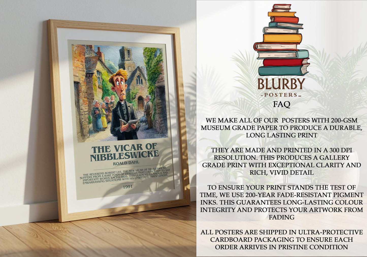 The Vicar Of Nibbleswicke by Roald Dahl | Descriptive Modern Book Art | Poster