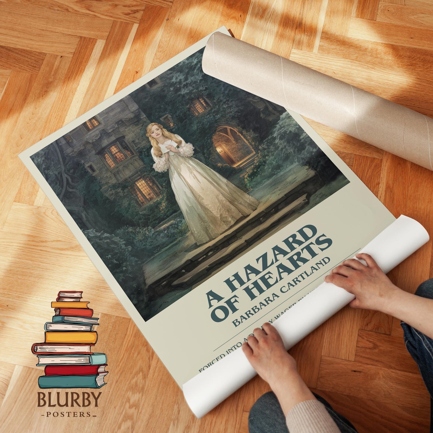 A Hazard of Hearts book poster packaging – museum-quality print rolled in protective tube