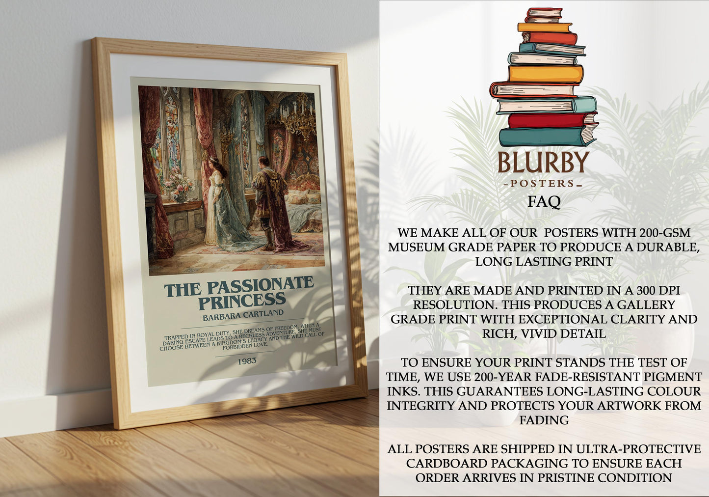 The Passionate Princess by Barbara Cartland | Descriptive Modern Book Art | Poster